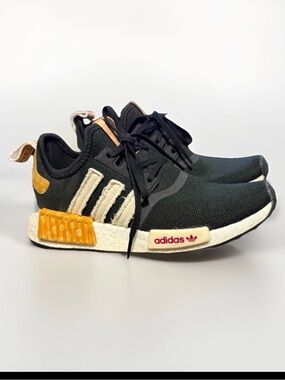 adidas Black Knit Sneakers with Yellow Accents